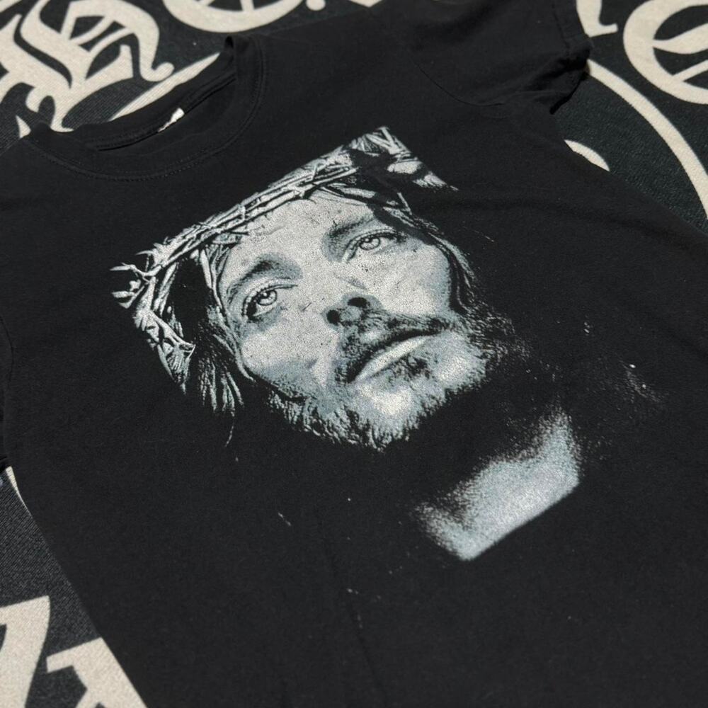 Black Jesus graphic tee with white print